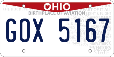 OH license plate GOX5167