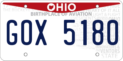 OH license plate GOX5180