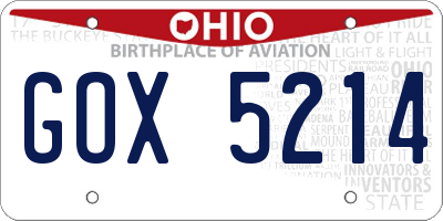 OH license plate GOX5214