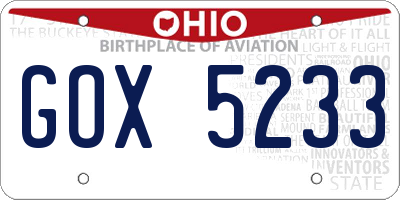 OH license plate GOX5233