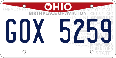 OH license plate GOX5259