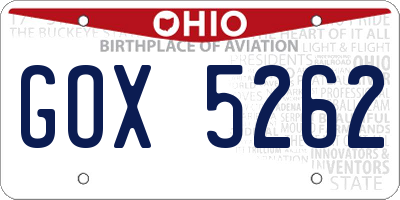 OH license plate GOX5262
