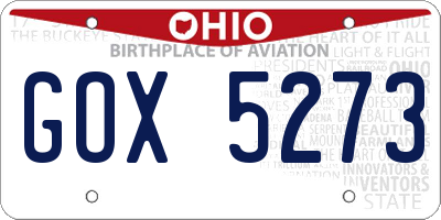 OH license plate GOX5273