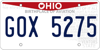 OH license plate GOX5275