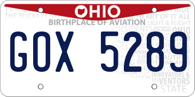 OH license plate GOX5289