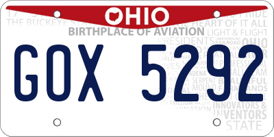 OH license plate GOX5292