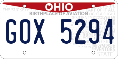 OH license plate GOX5294