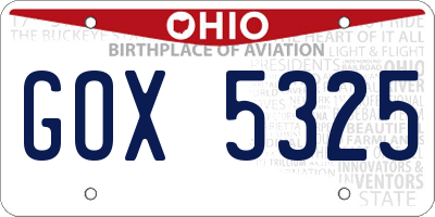 OH license plate GOX5325