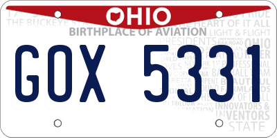 OH license plate GOX5331