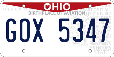 OH license plate GOX5347