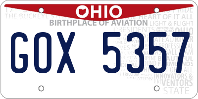 OH license plate GOX5357