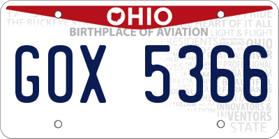 OH license plate GOX5366
