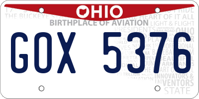 OH license plate GOX5376