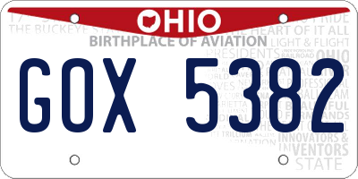 OH license plate GOX5382