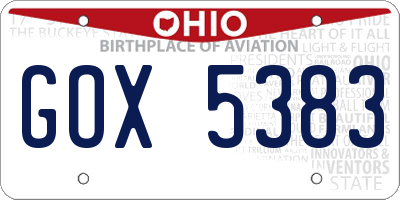 OH license plate GOX5383