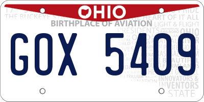 OH license plate GOX5409