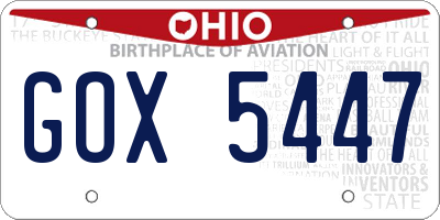 OH license plate GOX5447
