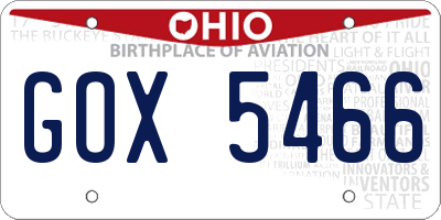 OH license plate GOX5466