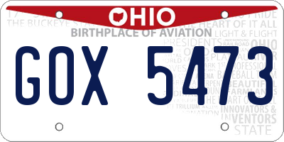 OH license plate GOX5473