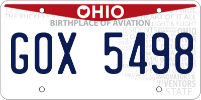 OH license plate GOX5498
