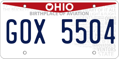 OH license plate GOX5504