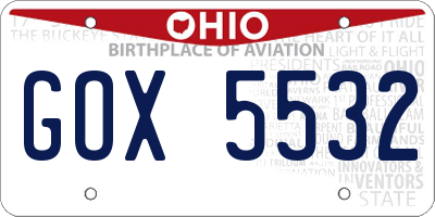 OH license plate GOX5532