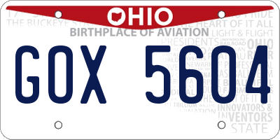 OH license plate GOX5604