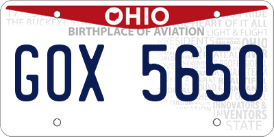 OH license plate GOX5650