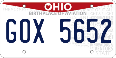 OH license plate GOX5652