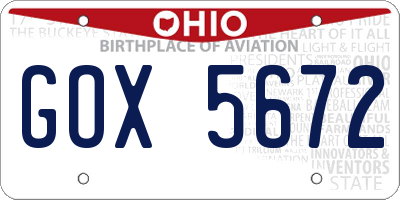 OH license plate GOX5672