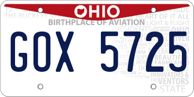 OH license plate GOX5725