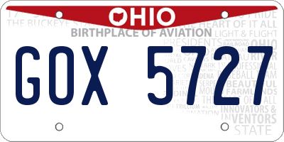 OH license plate GOX5727
