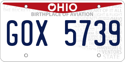 OH license plate GOX5739