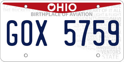 OH license plate GOX5759