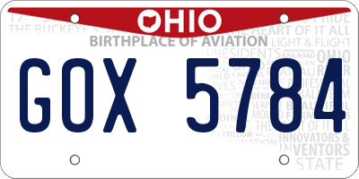 OH license plate GOX5784