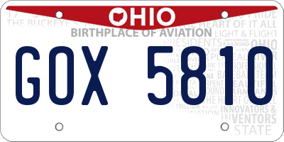 OH license plate GOX5810