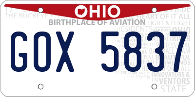 OH license plate GOX5837