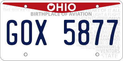 OH license plate GOX5877