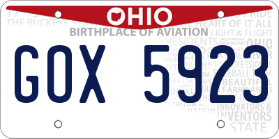 OH license plate GOX5923