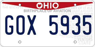OH license plate GOX5935