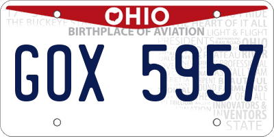 OH license plate GOX5957