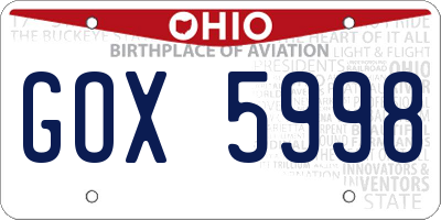 OH license plate GOX5998