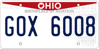 OH license plate GOX6008