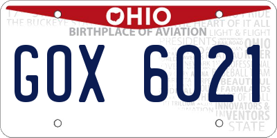 OH license plate GOX6021