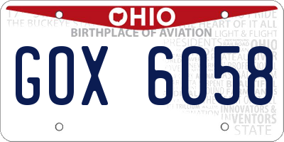 OH license plate GOX6058