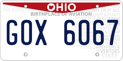 OH license plate GOX6067