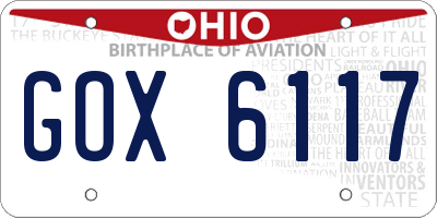 OH license plate GOX6117