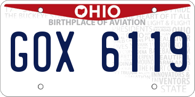 OH license plate GOX6119