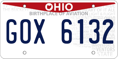OH license plate GOX6132