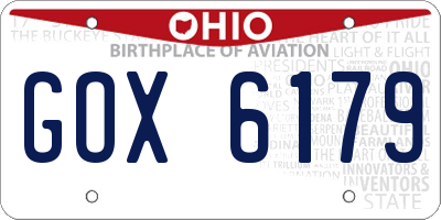 OH license plate GOX6179